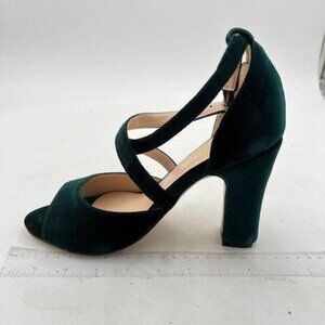 FSJ Cross Strap Velvet Block Heel Sandals for Women